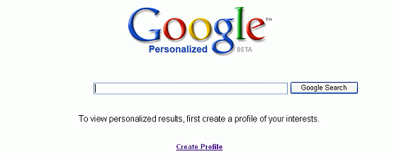 Screen shot of the Personalized Google home page.